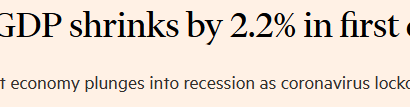德国一季度GDP下降2.2％ 陷入衰退